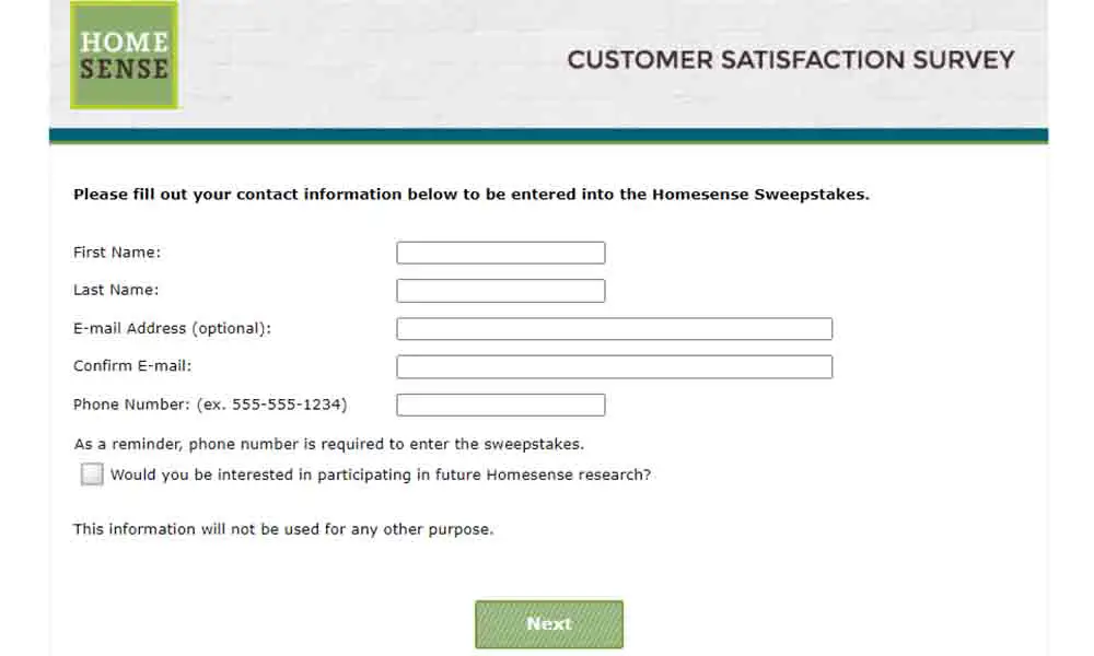 homesense customer survey