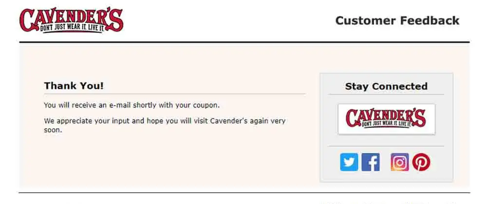cavenders survey