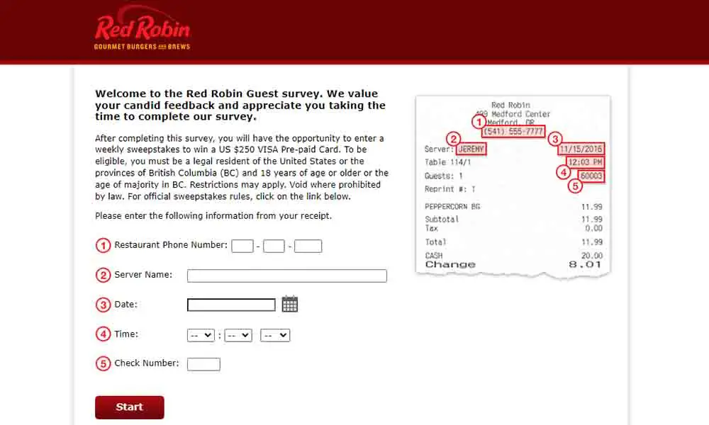 red robin survey