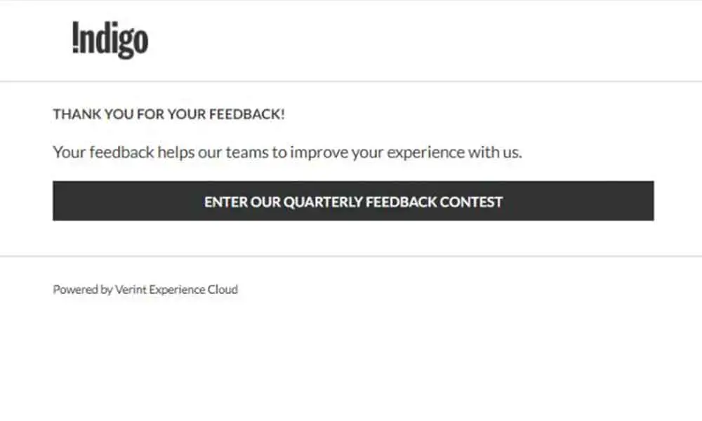 indigo feedback survey