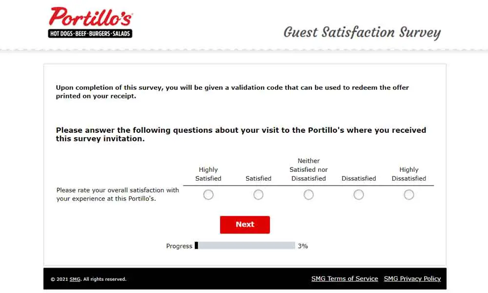 portillos guest satisfaction survey