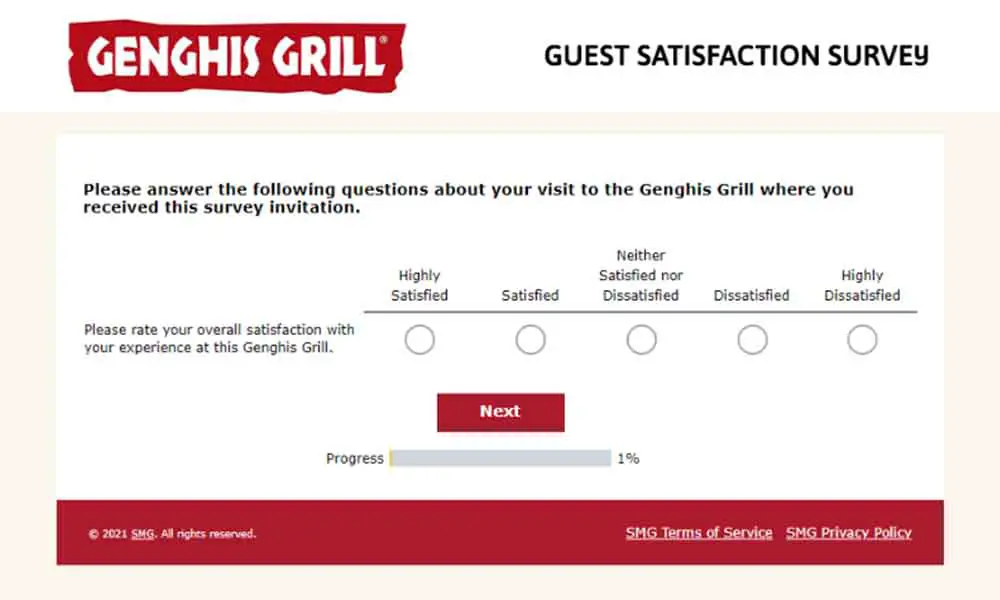 genghis grill survey smg