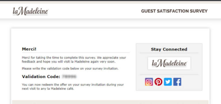 La Madeleine Feedback Survey at www.Lamadsurvey.com [2024]
