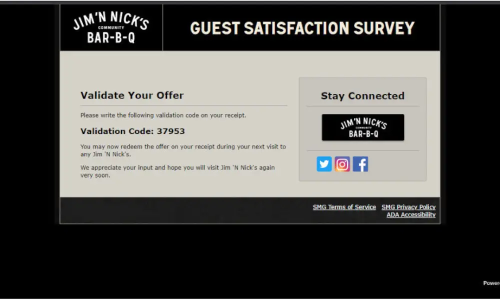 Jim 'N Nick's Guest Satisfaction Survey