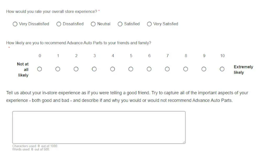 advanceautoparts.com survey