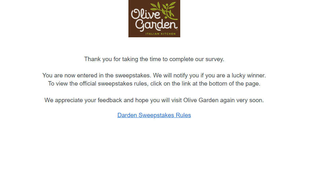 olive garden survey