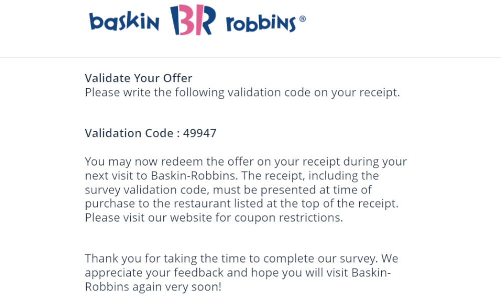 baskin robbins survey