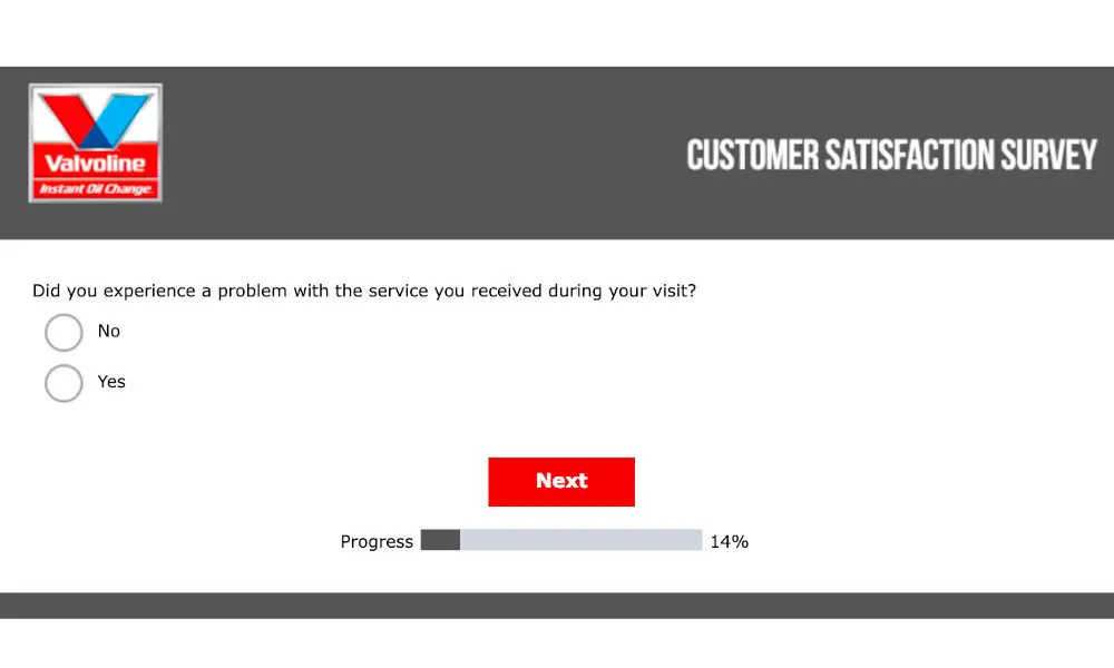 Valvoline customer survey