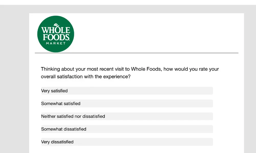Whole Foods Market guest experience survey