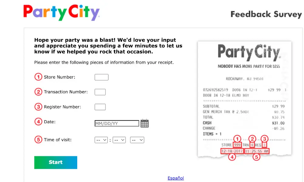 partycityfeedback survey